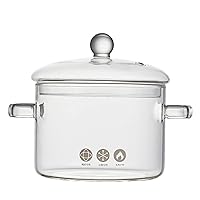 BinaryABC Clear Glass Stovetop Simmering Pot,Glass Cookware Pot with Cover,Glass Saucepan with Cover,Heat-Resistant Glass Stovetop Pot(1350ml)