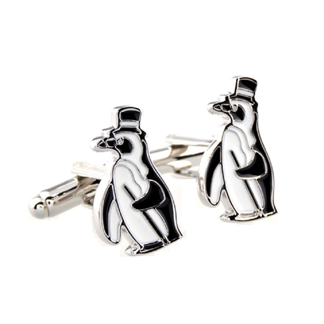 MRCUFF Penguin Top Hat Cane Formal Winter Pair of Cufflinks in a Presentation Gift Box & Polishing Cloth