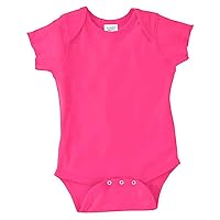 RABBIT SKINS Infants'5 oz. Baby Rib Lap Shoulder Bodysuit, 24MOS, HOT Pink