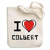 I love Colbert Bicolor Heart Canvas Tote Bag 10.5