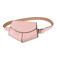Women's Belt Bag Ladies Belt Bag Vintage Leather Belt Bag Concave Shape Small Square Bag PU Leather Retro Belt Bag Belt Bag (Pink)