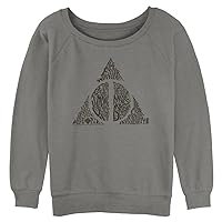 Harry Potter Women's Deathly Hallows Junior's Raglan Pullover with Coverstitch