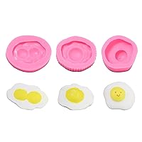 Airssory 3 Pcs 3 Styles Poached Egg Shaped Silicone Fondant Molds Food Shaped Molds for DIY Cake Bakeware Chocolate Candy Resin Craft Making Decoration