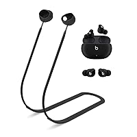for Beats Studio Buds Strap, Soft Silicone Special Anti-Skid Design Sports Anti Lost Strap Lanyard Accessories Compatible with Beats Studio Buds Earbuds Neck Rope Cord(Black)