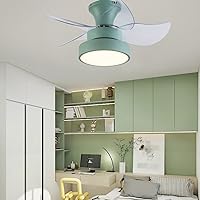 Kids Ceiling Fan Light with Remote Silent Reversible Blades 6 Wind Speeds 3 Color Changeable Dimmable Modern Fan Light for Living Room, Bedroom, Kid's Room/Green