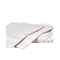 Down Etc Luxury Hotel Bedding 5-Pieces Tone-on-Tone Dobby Striped 300 Thread Count 100% Cotton Sateen Duvet Cover with Zipper| Sheet Set| Pillow Shams, Queen Size, White