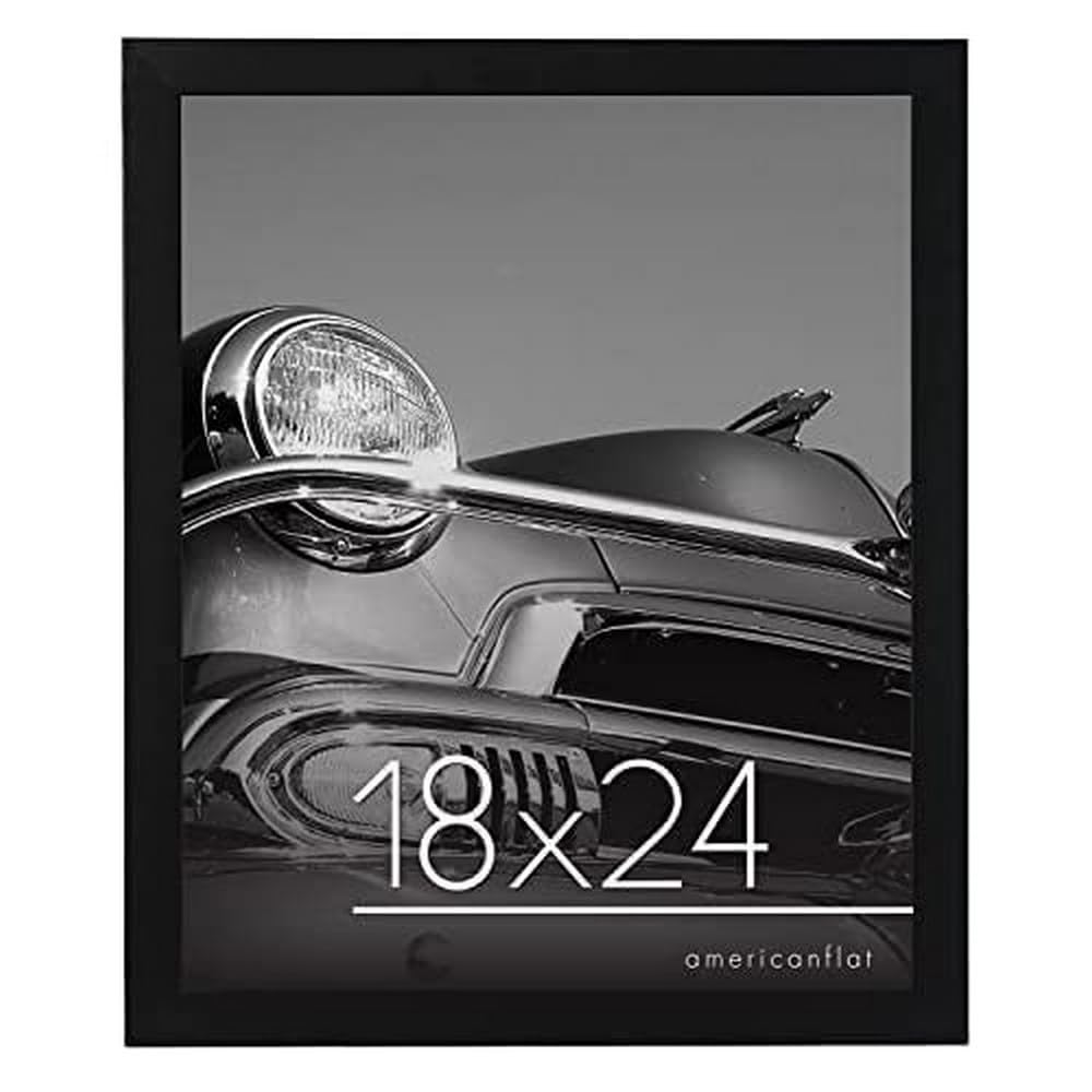 Americanflat 18x24 Poster Frame in Black - Composite Wood with Polished Plexiglass - Horizontal and Vertical Formats for Wall with Included Hanging Hardware
