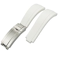 Rubber Watchband 20mm 21mm Fit for Rolex Submariner GMT Daytona Oyster Perpetual Yacht Master Slide Lock Buckle Silicone Strap (Color : White, Size : 21mm)