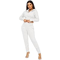 Lexi Fashion Women's Fleeced Zipped Cropped Hooded Long Sleeve Top And Trousers Tracksuit Co Ord Loungewear Set