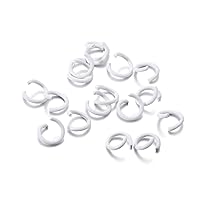 100Pcs/Pack Multicolored Metal Open Jump Rings,Iron Ring Baking Paint Opening Ring for DIY Jewelry Making Findings Accessories Supplies (White)