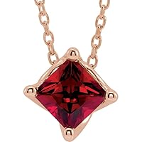 Solitaire Ruby Solitaire Charm Pendant Chain Necklace Adjustable 16