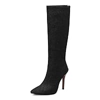 Women Knee High Boots Stiletto Heel Pointed Toe Elegant Comfortable Cute Booties Zipper