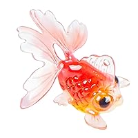 FUNSHOWCASE Bubble-Eye Goldfish Miniatures 1:12 1inch Charm Epoxy Art UV Resin Inlay Diorama Gold and Red