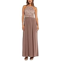 Womens Lace-Top A-Line Gown Dress