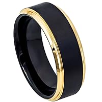Kriskate & Co.Tungsten Wedding Band Ring for Women Men Gold/Black Engagement Ring Promise Rings Comfort Fit TCR792