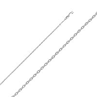 14KW 2.3mm Hollow Sunny Cable DC Chain for Men Women | 14K White Gold Lobster Claw Clasp Jewelry for women’s Men’s Girls | Womens Necklace solid gold jewelry