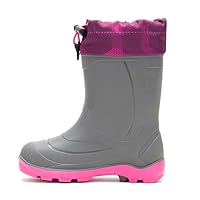 Kamik Kids Unisex Snobuster2 Warm Waterproof Winter Boots Snow, Black/Charcoal/Magenta, 4 US Big