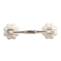 Indian Shelf 2 Pack Ceramic Drawer Handles for Cabinets and Drawers Cream Dresser Pulls for Door Silver Hardware 8
