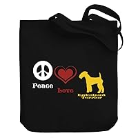 Peace, Love, Lakeland Terrier Canvas Tote Bag 10.5