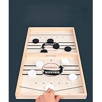 Toys Wooden Hockey Game Sling Puck.Table Battle Speed String Puck Game for Kids Adults & Family Party(Small)