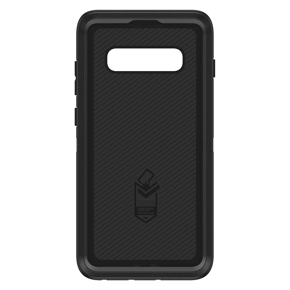 OtterBox Galaxy S10+ Defender Series Case - BLACK, rugged & durable, with port protection, includes holster clip kickstand