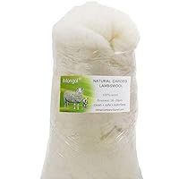 iMongol- Carded Lambs Wool Stuffing Batting for Needle Felting, Knitted Toys, Crafts, Bright Creations, Pillow Filler, Stuffed Animals, Cushions,Super Clean Fine, Natural White (2oz)