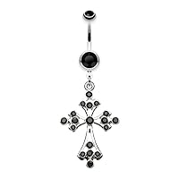 WildKlass Jewelry Shimmering Cross 316L Surgical Steel Belly Button Ring