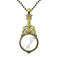 Buddhism Hand Flower Line Drawing Pattern Necklace Antique Guitar Jewelry Music Pendant