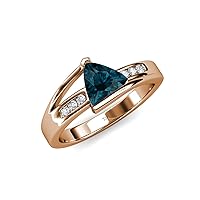 Trillion Cut London Blue Topaz & Diamond 1 5/8 ctw Women Engagement Ring 10K Gold