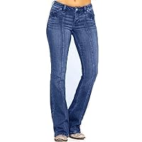 High Rise Jeans for Women High Waisted Wide Leg Jeans for Women Flare Jeans Mid 90S Flair Jeans Black Jeans Womens Cowgirl Jeans for Women Womens Wide Leg Jeans Womens Flare J (Blue,L)