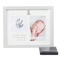 Bambino Baby 'Love You To Moon and Back' Hand Print Grey Photo Picture Frame Unisex Ink Pad 4'' x 6'' Keepsake Gift