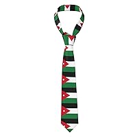 Jordanian Flag Print Men'S Novelty Necktie Ties With Unique Wedding, Business,Party Gifts Every Outfit