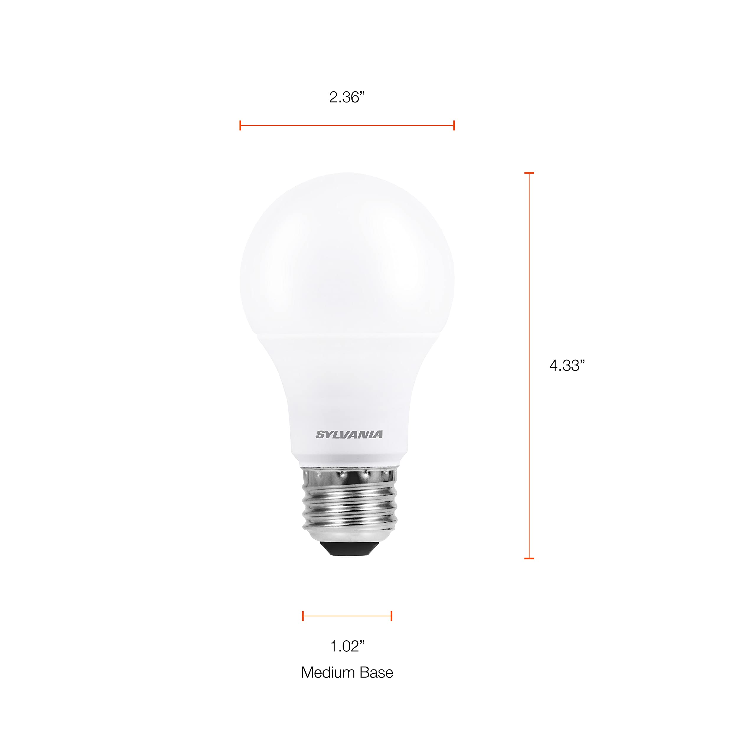 SYLVANIA ECO LED A19 Light Bulb, 100W Equivalent, Efficient 14.5W, 7 Year, 1450 Lumens, Non-Dimmable, Frosted, 2700K, Soft White - 6 Pack (40885)