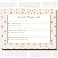 Neutral Gold Spots Baby Shower Games Nursery Rhyme Quiz Cards
