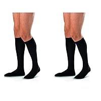 JOBST forMen Knee High 30-40 mmHg Ribbed Dress Compression Socks, Closed Toe, Medium, Black (Pack of 2)