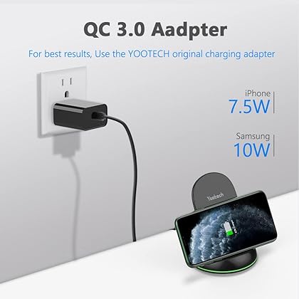 Yootech Wireless Charger,10W Max Wireless Charging Stand with Quick Adapter, Compatible with iPhone 14/14 Plus/14 Pro/14 Pro Max/13/13 Mini/13 Pro Max/SE 2022/12/11/X/8,Galaxy S22/S21/S20/S10