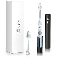 IONIC KISS IONPA DM Black Compact Ionic Power Electric Toothbrush with Travel Cap, Brushing Timer, 2 Modes, 2 Soft Extended Filament Brush Heads Made in Japan, KISS You, Outdoor DM-011BK