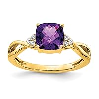 1.6 To 3.5mm 10k Gold Checkerboard Amethyst and Diamond Ring Size 7.00 Jewelry Gifts for Women