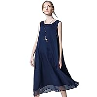 Summer Chiffon Slimming Long Skirt Sleeveless Vest Dress for Women