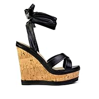 Womens Wedge Heel Sandals Ladies Ankle Strap Lace Up Platform Open Toe High Heel Shoes Size 3-8