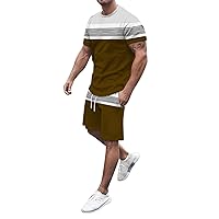 2 Piece Outfits For Men Shorts Set Crewneck Shirt Shorts Set Casual Athletic Suit Sweatsuit Sportswear Casual Tracksuit