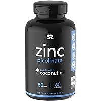 Zinc Picolinate 50mg with Organic Coconut Oil | Highly Absorbable Zinc Supplement for Healthy Immune Function | Non-GMO Verified, Gluten & Soy Free (60 Liquid Soft gels)