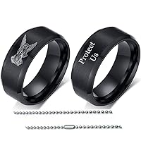 Christ Archangel St. Michael Prayer Protection Catholic Stainless Steel Bands Finger Ring for Women Men, Religious Christian Godness Saint Angel Amulet Ring Christening Personalized Engraved Jewelry