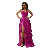Tiered Corset Prom Dresses for Women 2024 Ruffle Ball Gowns Spaghetti Straps Evening Party Dress