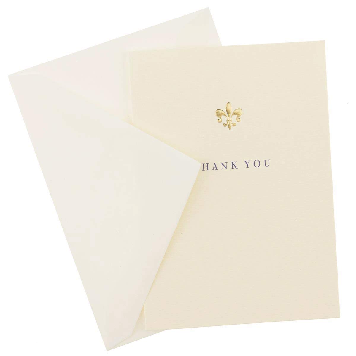 Graphique Fleur de Lis La Petite Presse Boxed Thank You Notes - 10 Embossed and Embellished Gold Foil Fleur de Lis Thank You Cards with Matching Envelopes, 3.25