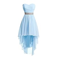 Short Sweetheart Ruched Chiffon Prom Homecoming Dress High Low Formal Party Ball Gown Sky_Blue 16W