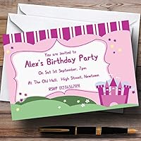 Pink Princess Castle Personalized Birthday Party Invitations