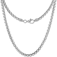 1-5mm Sterling Silver Round Box Chain Necklaces & Bracelets for Men & Women Polished Nickel Free Italy sizes 16-30 inch