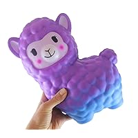 1 Jumbo Purple/Blue Colorful Alpaca Squishy Slow Rise Foam Pet Animal Toy - Scented Sensory, Stress, Fidget Toy (1 Purple to Blue)