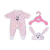 BABY born Bunny cuddly suit 834473 - Rabbit print onesie with matching hat for 43 cm dolls - Doll not included - Suitable for children aged 3+ and up.